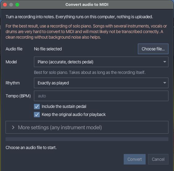 Audio to MIDI